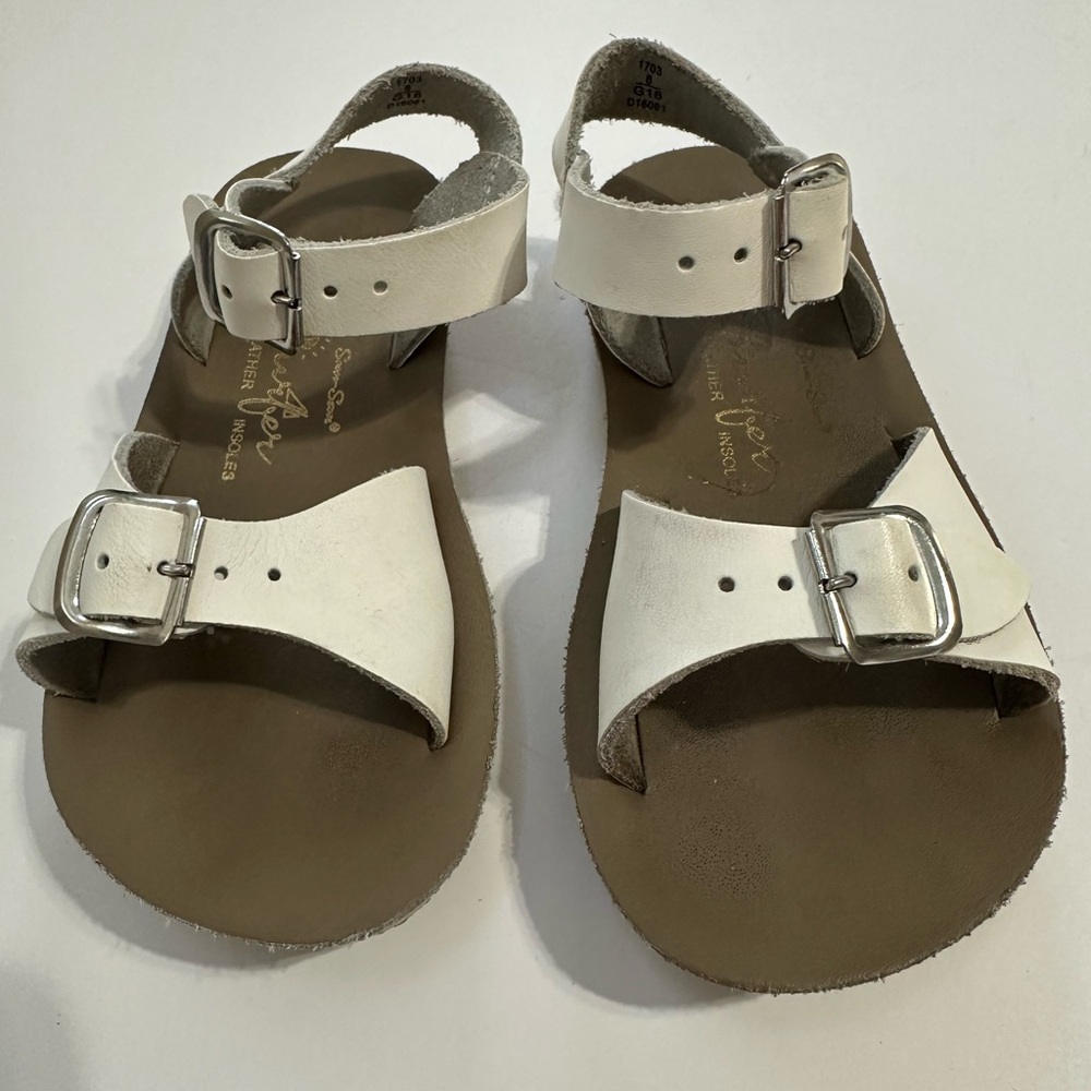 Sun San Surfer Buff White and Brown Sandals with Adjustable Buckles